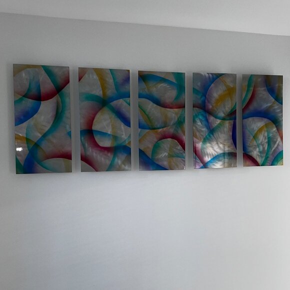 Modern Abstract Metal Wall Art - 5 PanelPiece - Picture 3 of 3
